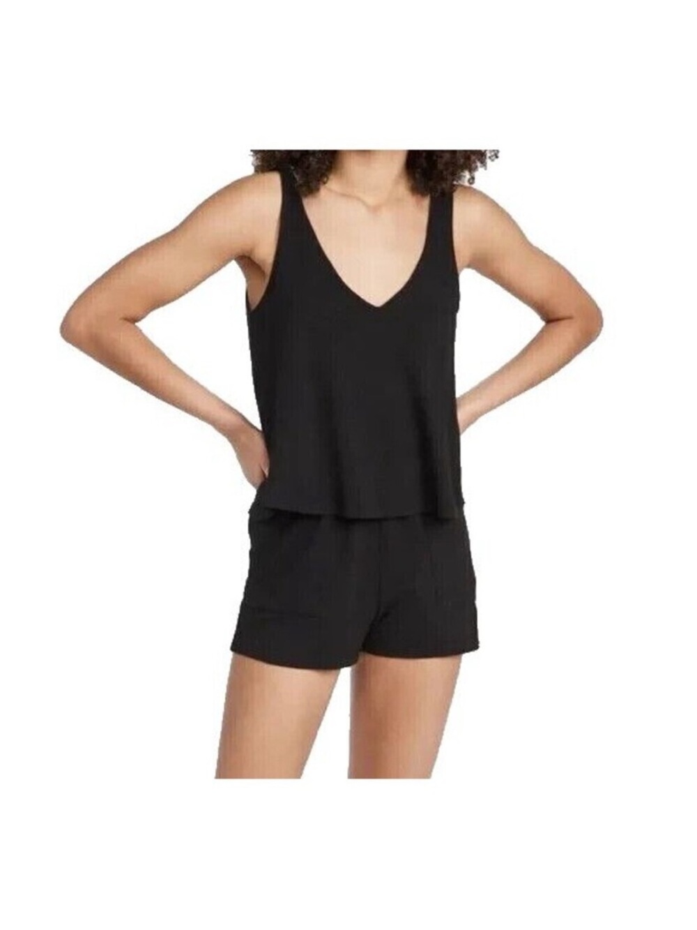Monrow Supersoft Tank Romper Black Medium Shorts